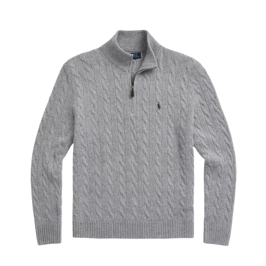 Polo Ralph Lauren CABLE-KNIT QUARTER-ZIP GREY